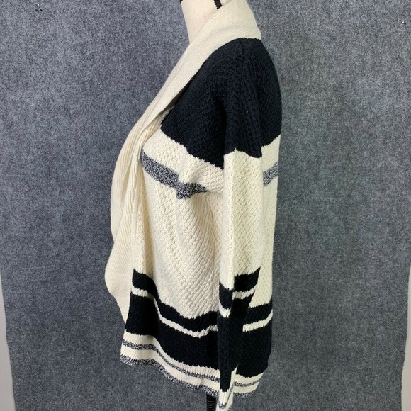 Madewell Open Cardigan Sweater Shawl Collar Chunky Knit Ivory & Black Size XS - Picture 5 of 9